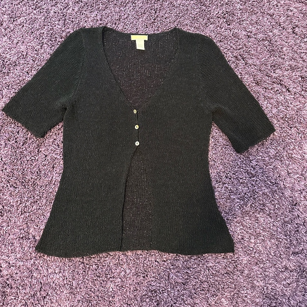 Black crochet cardigan with button detail #knitwear